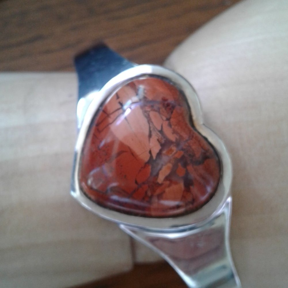 Vintage Jasper heart cuff bracelet